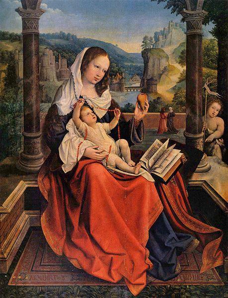 Bernard van orley Mary with Child and John the Baptist oil painting picture